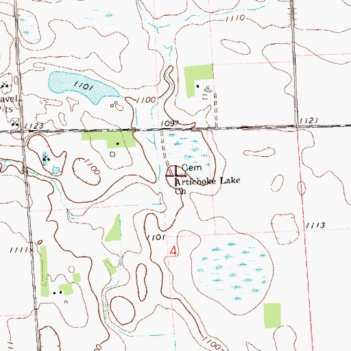 Topographic Map of Artichoke Lake Church, MN