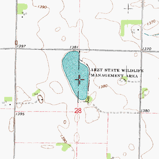 Topographic Map of Arzt State Wildlife Management Area, MN