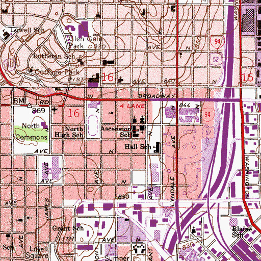 Topographic Map of Ascension School, MN
