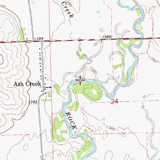 Topographic Map of Ash Creek, MN