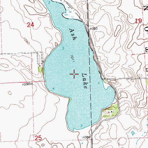 Topographic Map of Ash Lake, MN