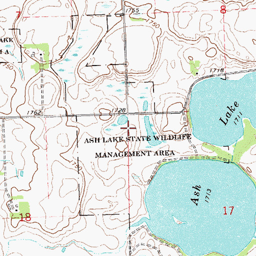 Topographic Map of Ash Lake State Wildlife Management Area, MN