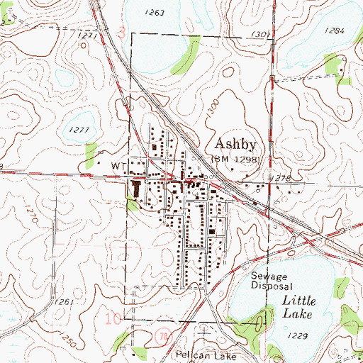 Topographic Map of Ashby, MN