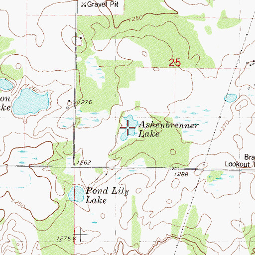 Topographic Map of Ashenbrenner Lake, MN