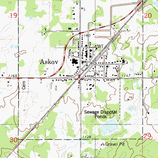 Topographic Map of Askov, MN