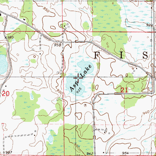Topographic Map of Asp Lake, MN