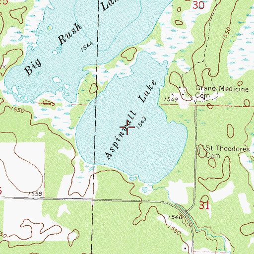 Topographic Map of Aspinwall Lake, MN