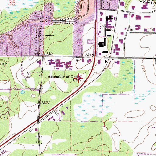 Topographic Map of Assembly of God Church, MN