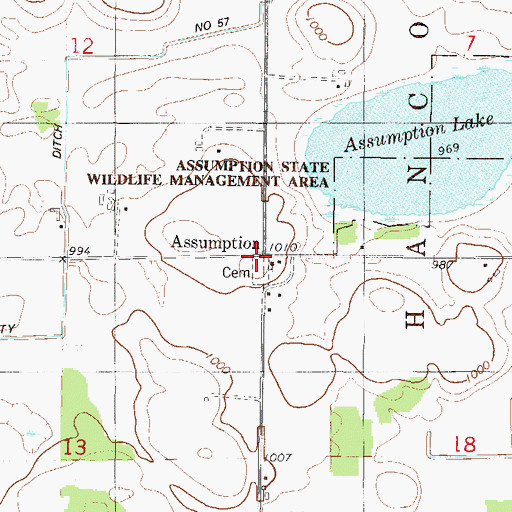 Topographic Map of Assumption, MN