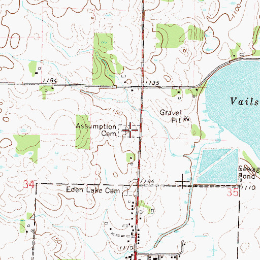 Topographic Map of Assumption Cemetery, MN