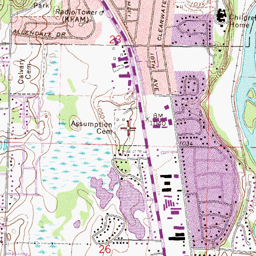 Topographic Map of Assumption Cemetery, MN
