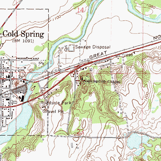 Topographic Map of Assumption Chapel, MN
