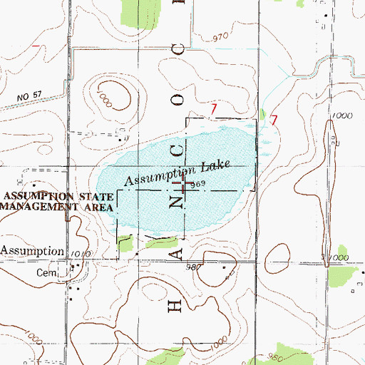 Topographic Map of Assumption Lake, MN