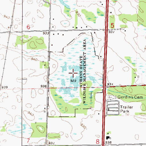 Topographic Map of Athens State Wildlife Management Area, MN