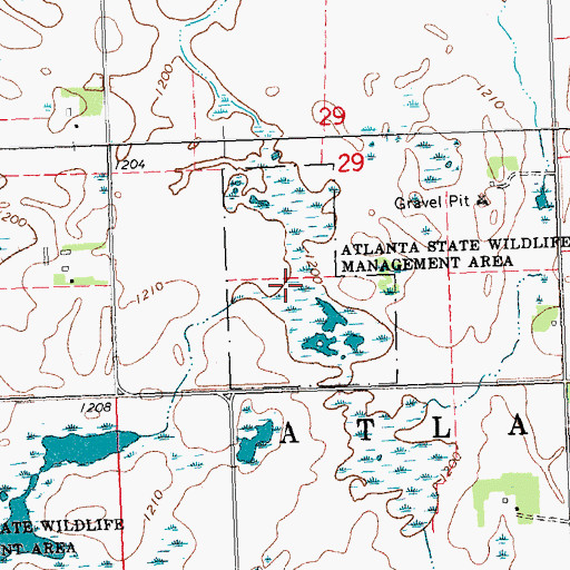 Topographic Map of Atlanta State Wildlife Management Area, MN