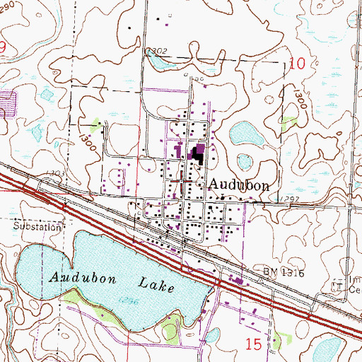 Topographic Map of Audubon, MN