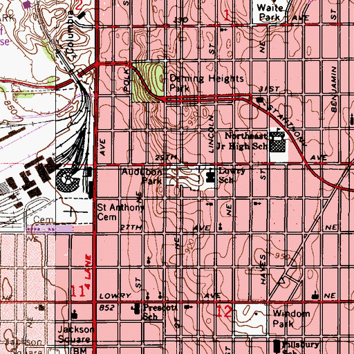 Topographic Map of Audubon Park, MN