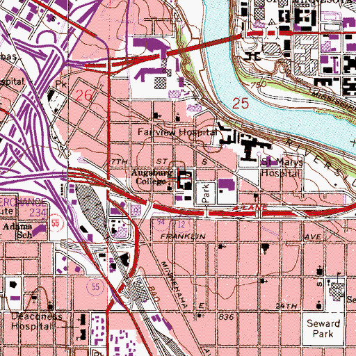 Topographic Map of Augsburg College, MN