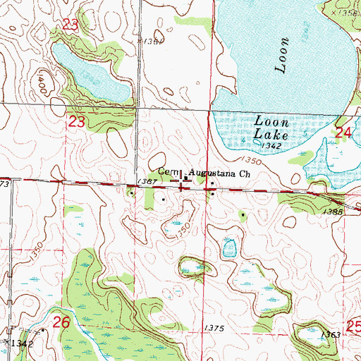 Topographic Map of Augustana Church, MN