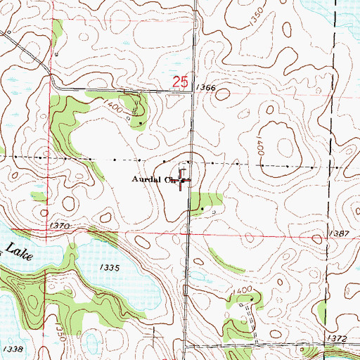 Topographic Map of Aurdal Church, MN