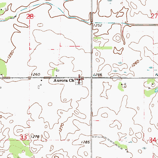 Topographic Map of Aurora Church, MN