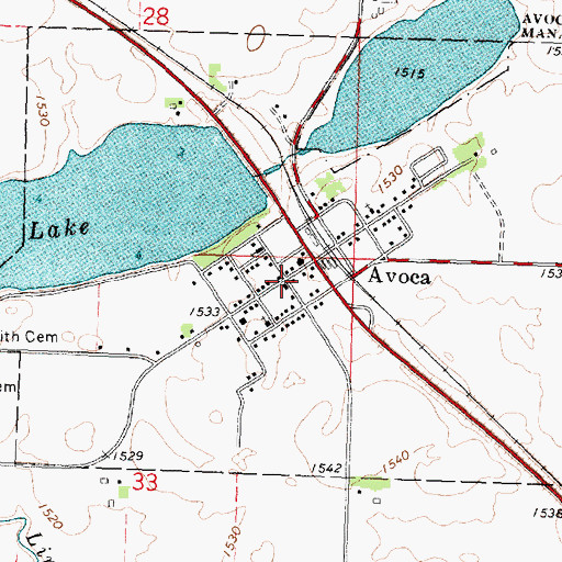 Topographic Map of Avoca, MN
