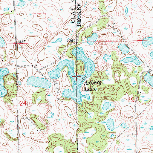 Topographic Map of Axberg Lake, MN