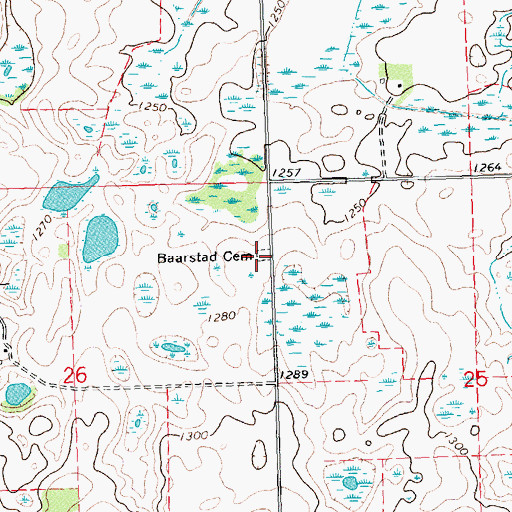 Topographic Map of Baarstad Cemetery, MN
