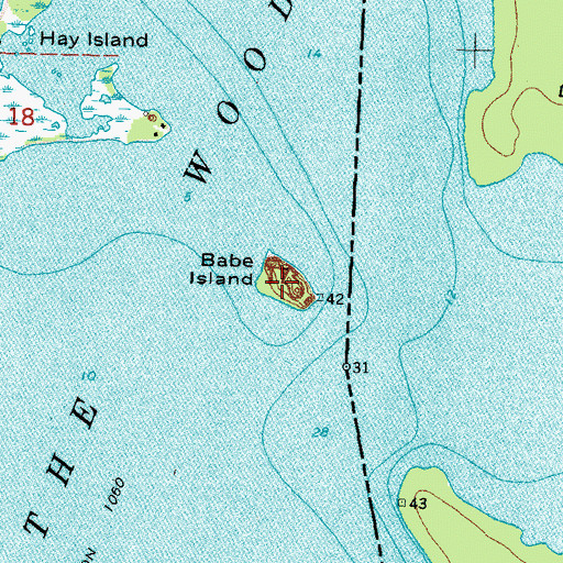 Topographic Map of Babe Island, MN
