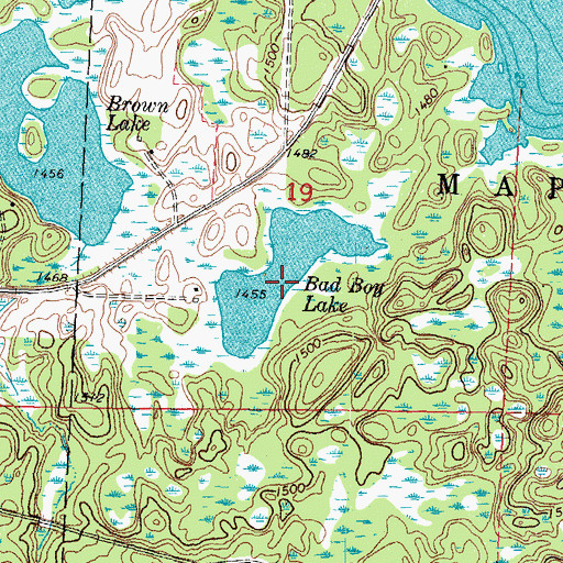 Topographic Map of Bad Boy Lake, MN