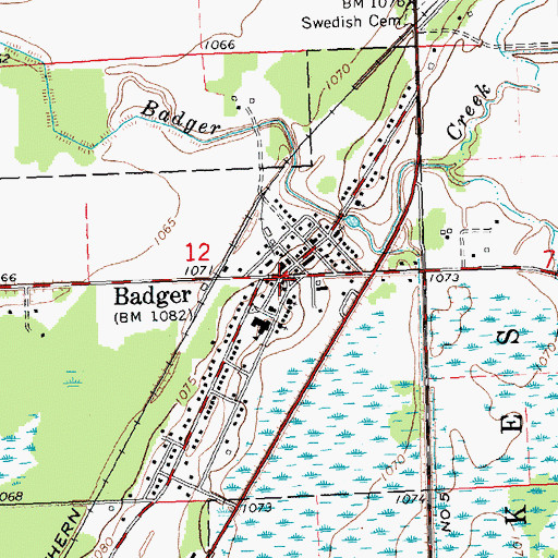 Topographic Map of Badger, MN