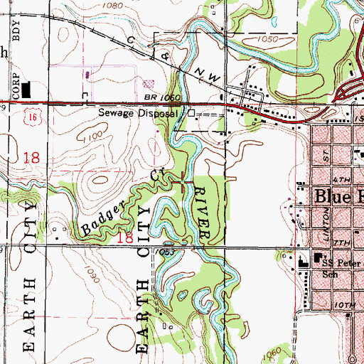 Topographic Map of Badger Creek, MN