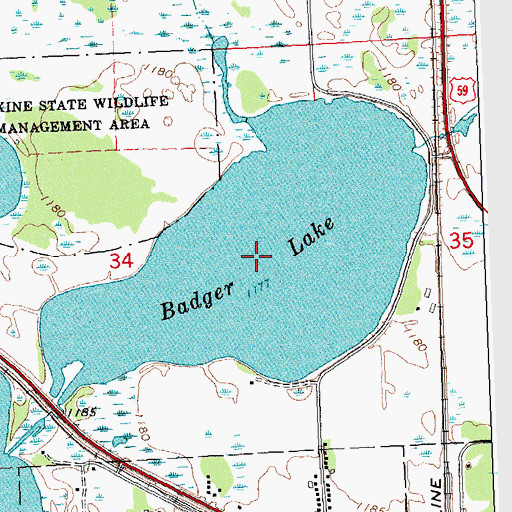 Topographic Map of Badger Lake, MN