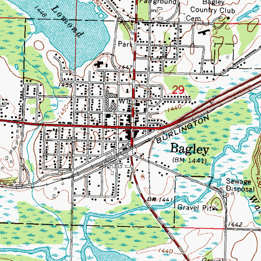 Topographic Map of Bagley, MN