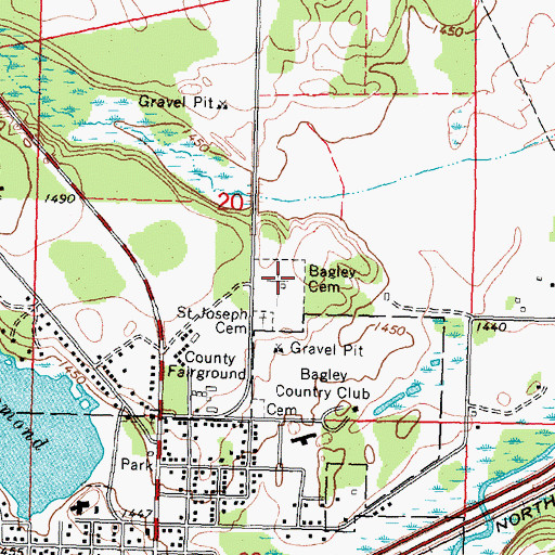 Topographic Map of Bagley Cemetery, MN