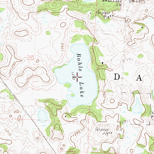 Topographic Map of Bahle Lake, MN