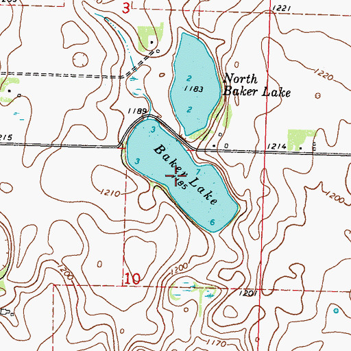 Topographic Map of Baker Lake, MN