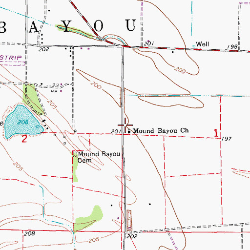 Topographic Map of Mound Bayou School (historical), AR