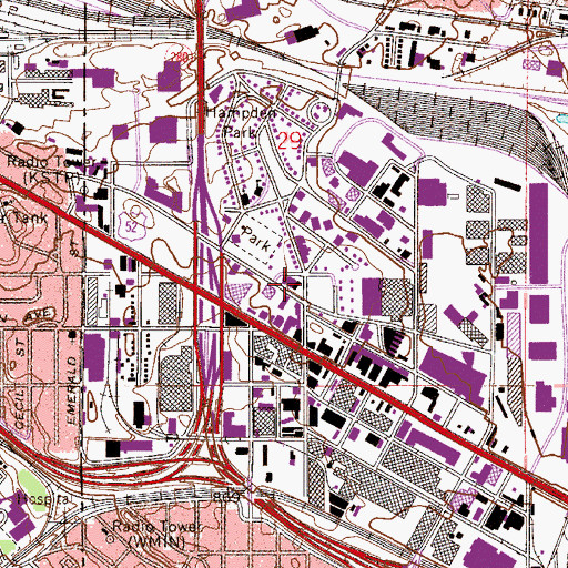 Topographic Map of Baker School, MN
