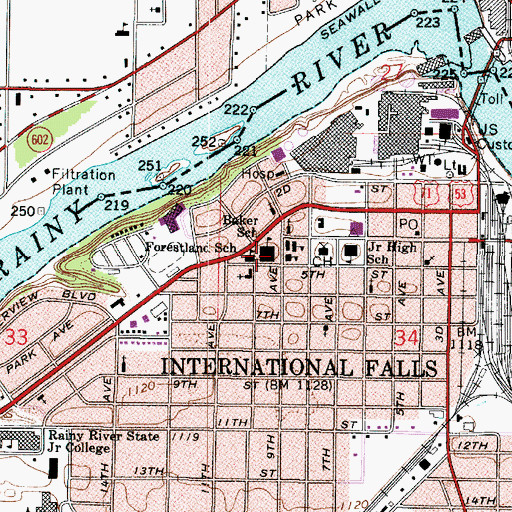 Topographic Map of Baker School, MN