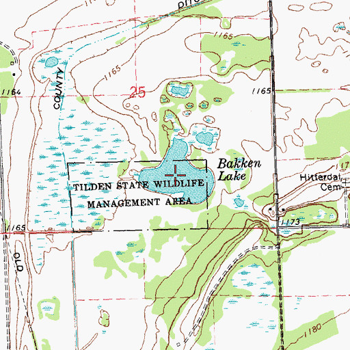 Topographic Map of Bakken Lake, MN