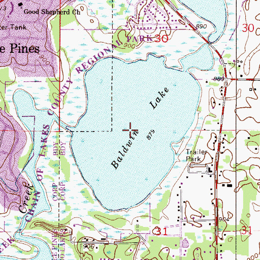 Topographic Map of Baldwin Lake, MN