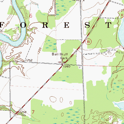 Topographic Map of Ball Bluff Park, MN