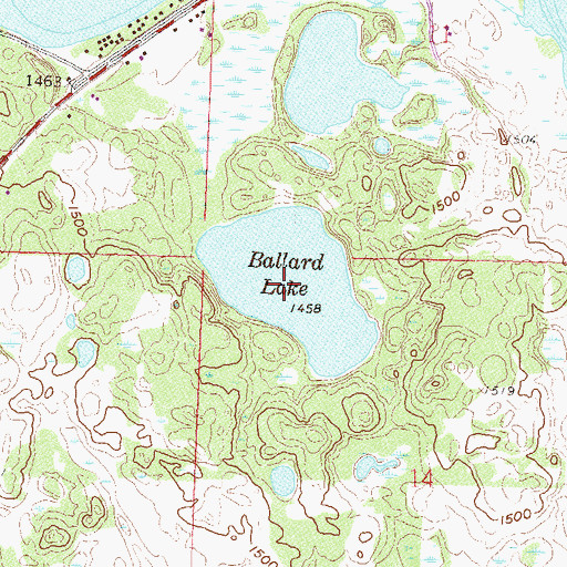 Topographic Map of Ballard Lake, MN