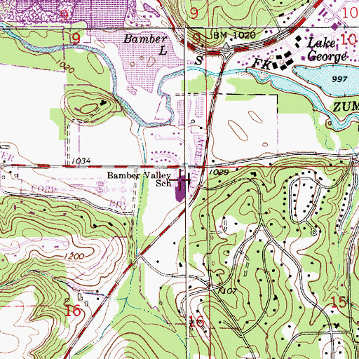 Topographic Map of Bamber Valley School, MN