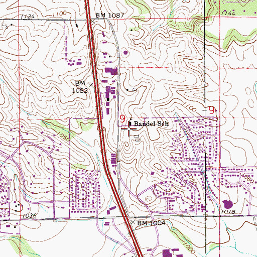 Topographic Map of Bandel School, MN