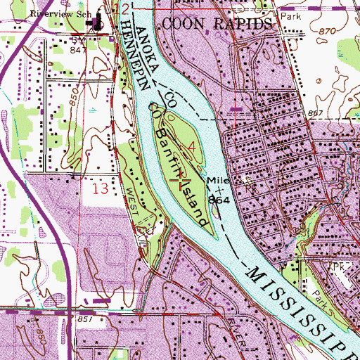 Topographic Map of Banfill Island, MN