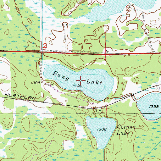 Topographic Map of Bang Lake, MN