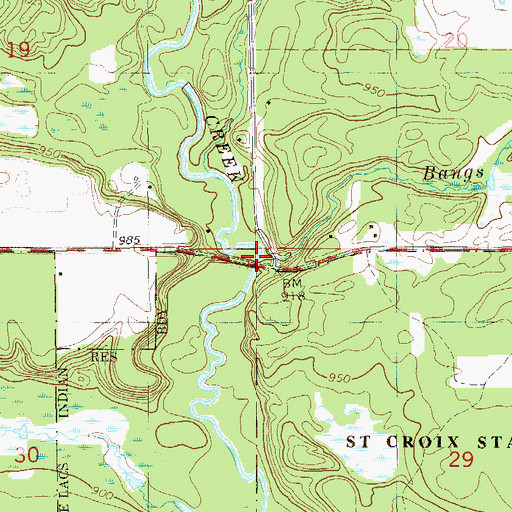 Topographic Map of Bangs Brook, MN