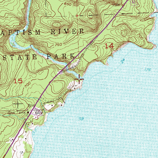 Topographic Map of Baptism River, MN